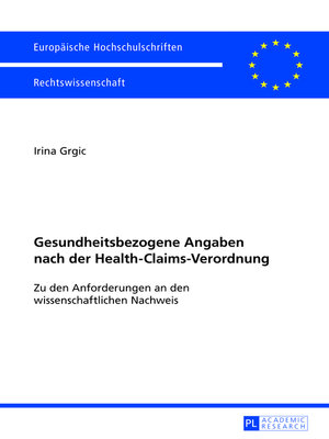 cover image of Gesundheitsbezogene Angaben nach der Health-Claims-Verordnung